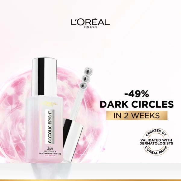 L'Oreal Paris Glycolic Eye Serum For Dark circles, Brighten Eyes - Image 4