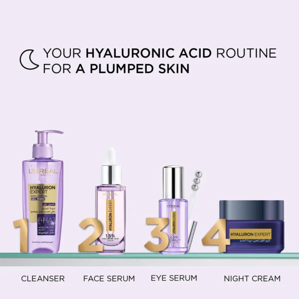 L'Oreal Hyaluron Expert Moisturiser and Plumping Anti-Aging Night Cream with Hyaluronic Acid - Image 3